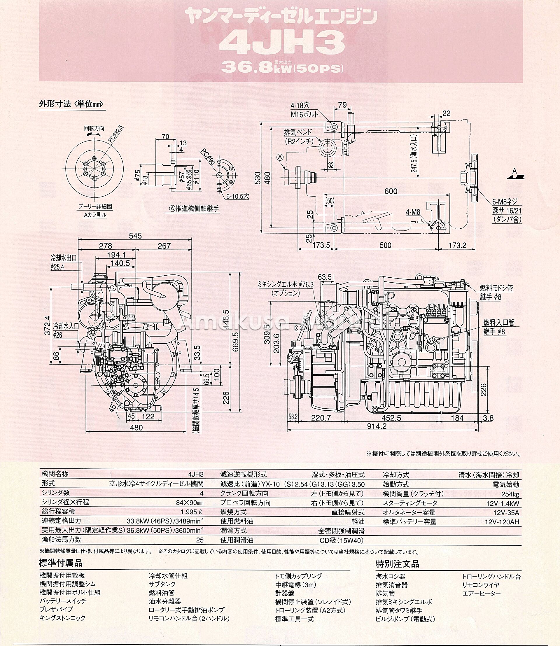 ヤンマー 4JH3 50PS(3.5) | 株式会社あまくさマリーナ
